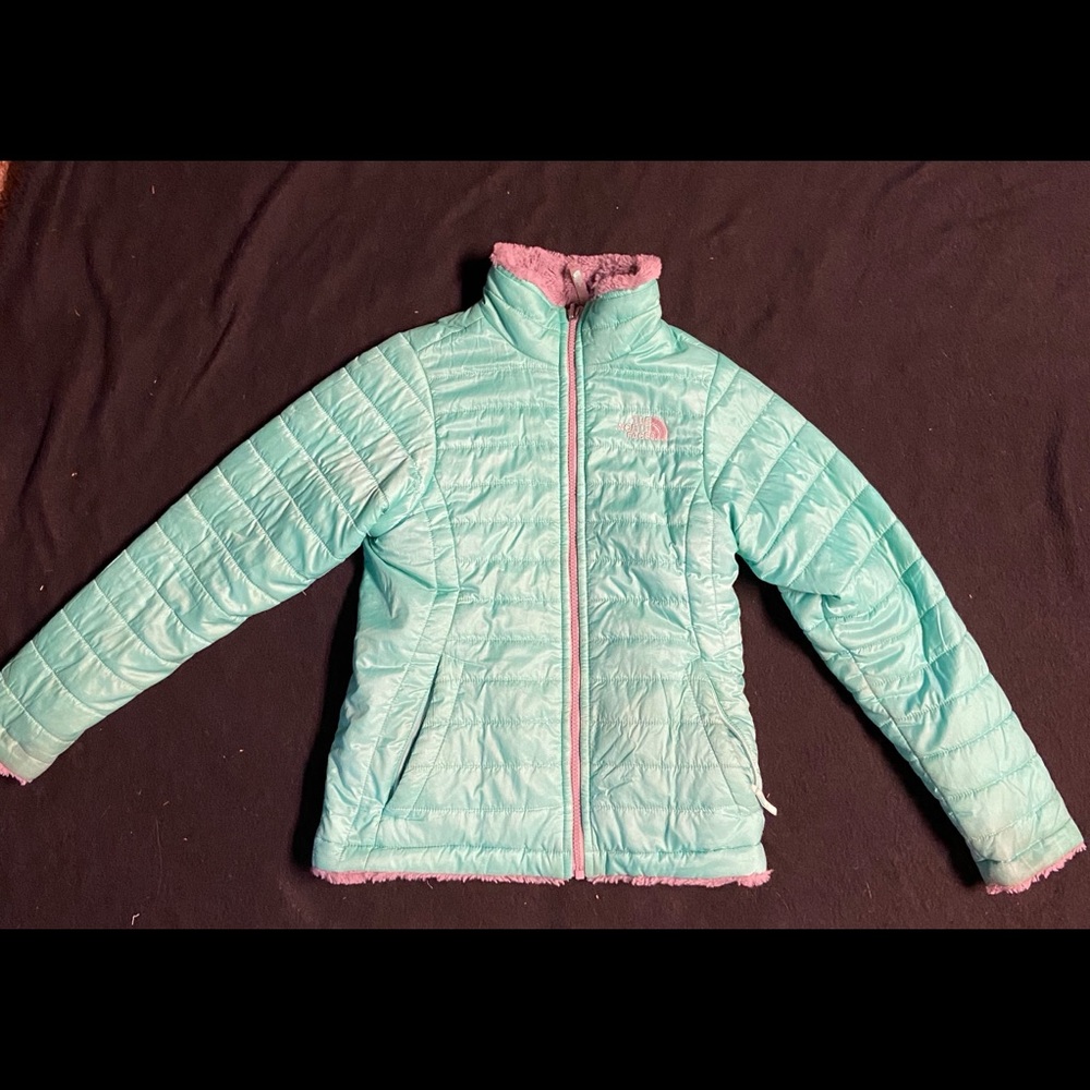 girls north face reversible zip-up jacket